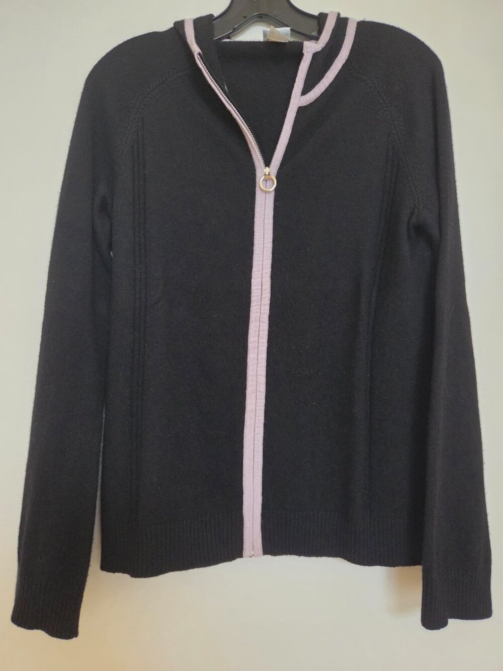 Vintage Norsport Black and Lavender Cashmere & Cotton Hooded Sweater